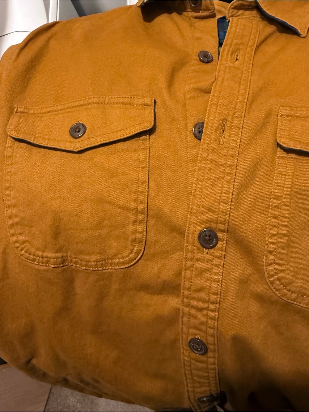Lands' End Mustard Gold Lined Utility Shirt Jacket Men’s S Golden Pecan - Picture 2 of 7